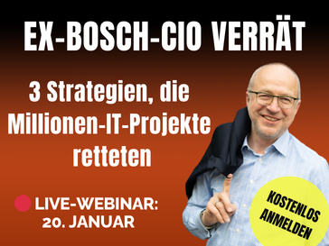 3 Strategien, die Millionen-IT-Projekte retteten. Live-Webinar am 20. Januar