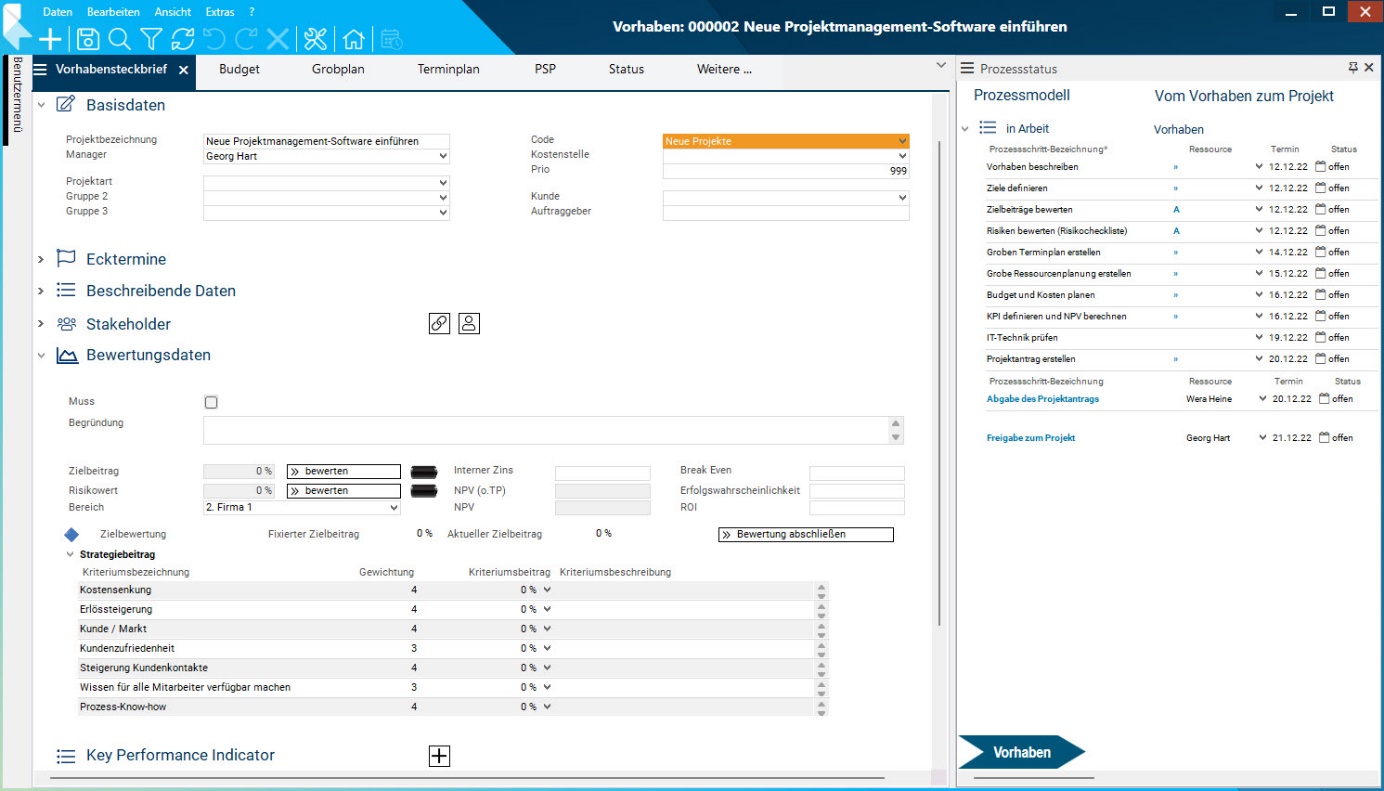 Für Projektideen und Projektanträge sammelt der Steckbrief alle notwendigen Informationen. 