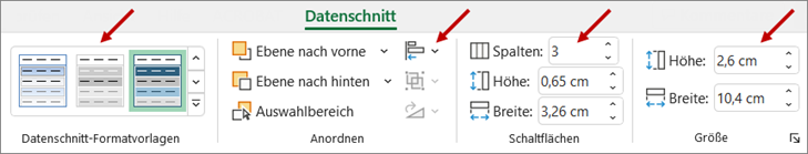 Bild 6: Über diese Registerkarte passen Sie die Optik von Datenschnitten individuell an