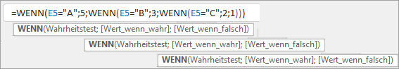 WENN-Funktionen können bis zu 127 Mal geschachtelt werden, doch übersichtlich ist das nicht