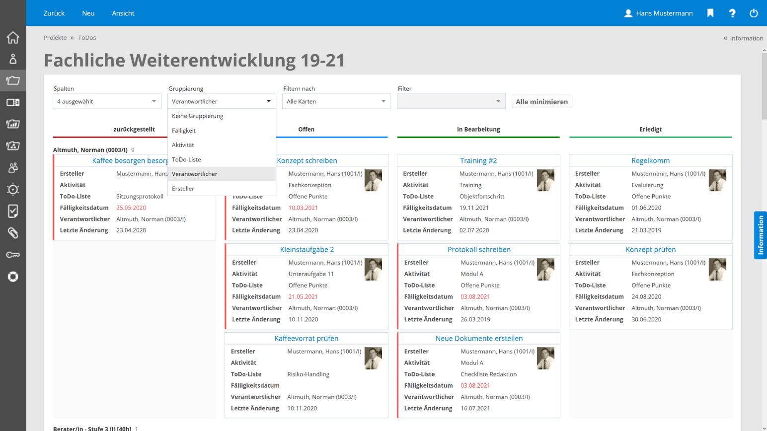 Bild 4: Übersicht über die To-Dos eines Projekts