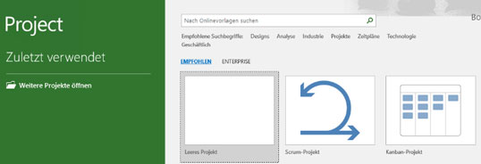 Bild 1: Die neuen Scrum- und Kanban-Vorlagen erscheinen im BackOffice