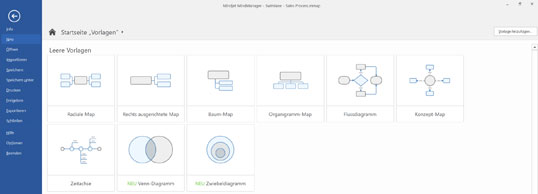 Vorlagen für Flussdiagramme, Concept Maps und Zeitachsen