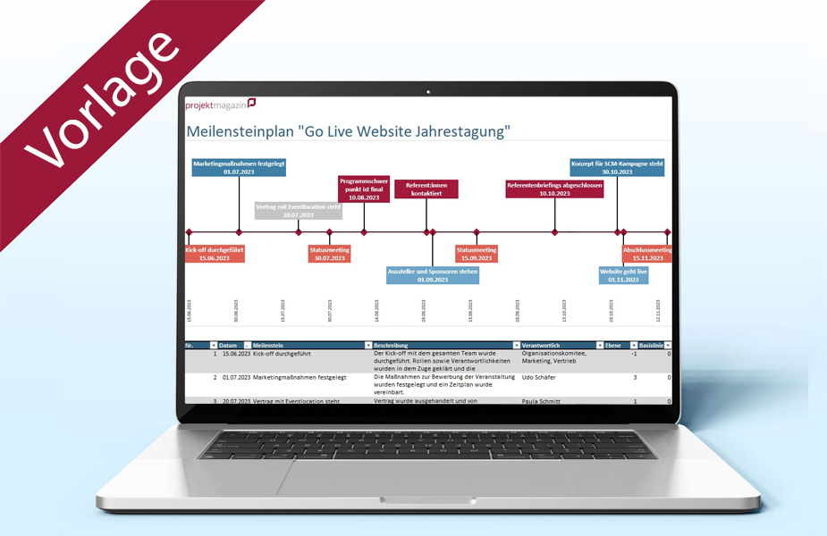 Vorlage: Meilensteinplan | Vorlage Excel | Microsoft Excel