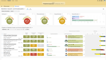 Dank der grafischen Multiprojektauswertung erkennen Sie sofort, in welchen Projekten Handlungsbedarf seitens des Managements besteht.